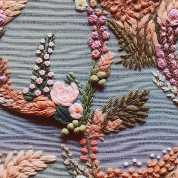 Detaliu broderie, fire pastelate